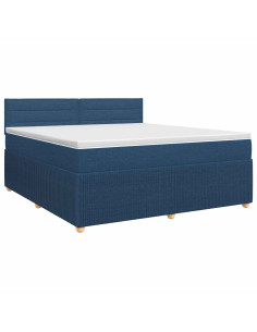 Letto box spring con materasso Blu 140 x 190 cm Tessuto