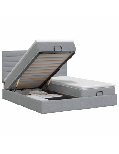 Letto ottomano con materasso 2 pcs Grigio Chiaro Tessuto