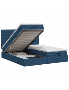 Letto ottomano con materasso con testiera 2 pcs Blu Tessuto