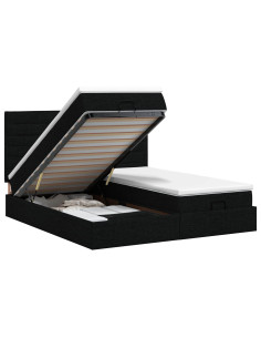 Letto ottomano con materasso con testiera 2 pcs Nero Tessuto