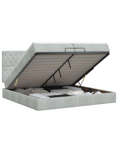 Letto ottomano con materasso Grigio Chiaro 200 x 200 cm Velluto