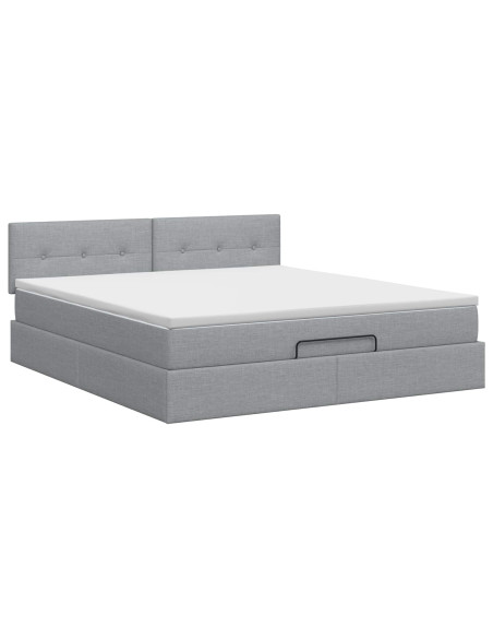 Letto ottomano con materasso Grigio Chiaro 140 x 200 cm Tessuto