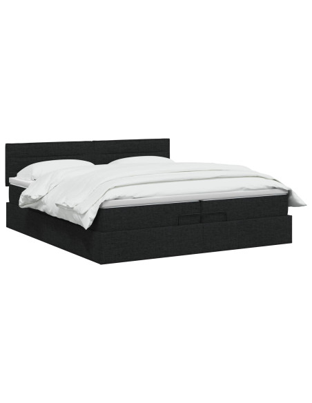 Letto ottomano con materasso Nero 200 x 200 cm Tessuto
