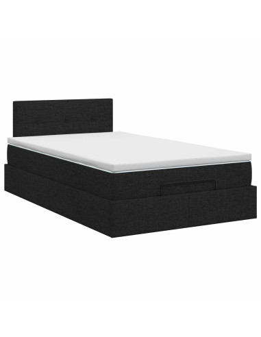Letto ottomano con materasso Nero 120 x 190 cm Tessuto