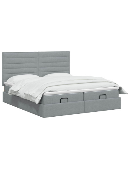 Letto ottomano con materasso 2 pcs Grigio Chiaro Tessuto