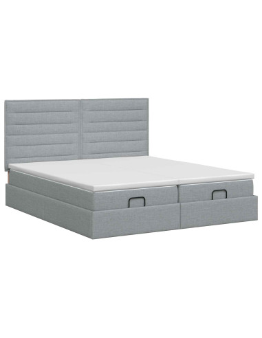 Letto ottomano con materasso 2 pcs Grigio Chiaro Tessuto