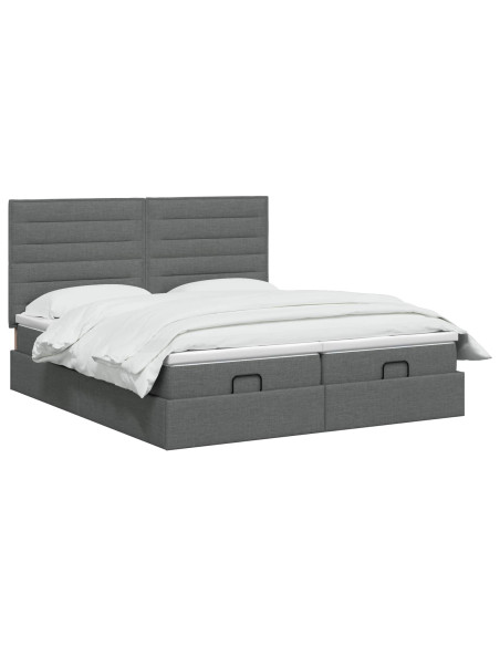 Letto ottomano con materasso 2 pcs Grigio Scuro Tessuto