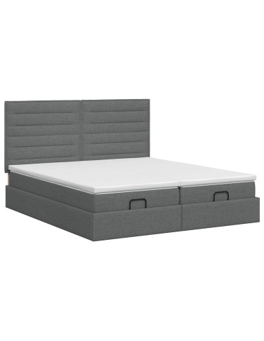 Letto ottomano con materasso 2 pcs Grigio Scuro Tessuto