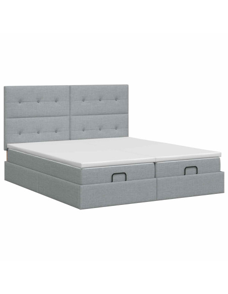 Letto ottomano con materasso 2 pz Grigio Chiaro Tessuto
