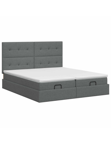 Letto ottomano con materasso 2 pz Grigio Scuro Tessuto