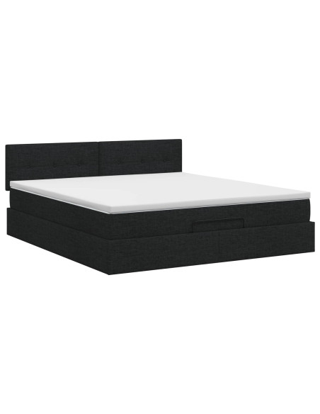 Letto ottomano con materasso Nero 140 x 200 cm Tessuto