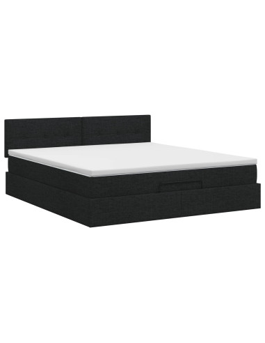 Letto ottomano con materasso Nero 180 x 200 cm Tessuto