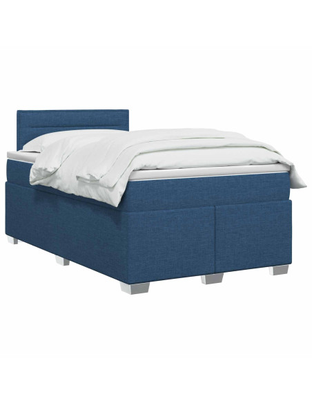 Letto box spring con materasso Blu 120 x 200 cm Tessuto