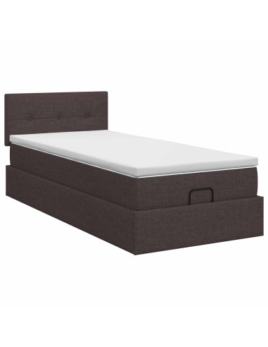 Letto ottomano con materasso Marrone Scuro 100 x 200 cm Tessuto