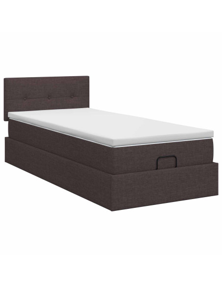 Letto ottomano con materasso Marrone Scuro 100 x 200 cm Tessuto