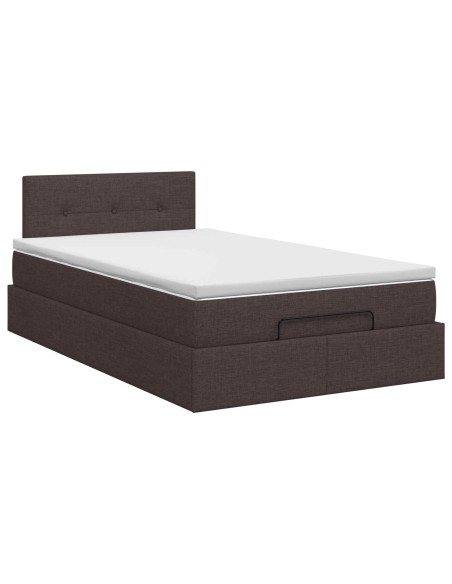 Letto ottomano con materasso Marrone Scuro 120 x 190 cm Tessuto