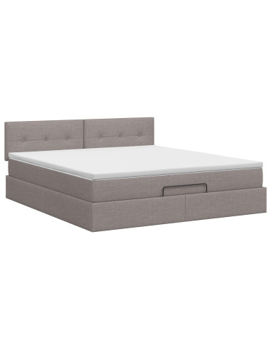Letto ottomano con materasso Tortora 140 x 190 cm Tessuto