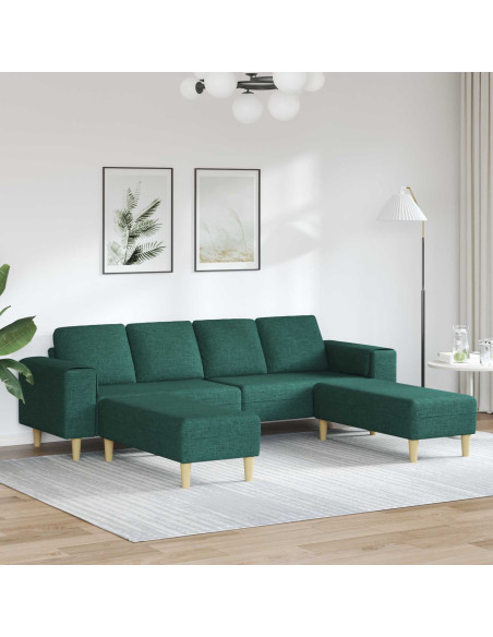 Divano per Soggiorno 3 pcs Verde Scuro Poliestere