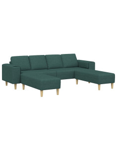 Divano per Soggiorno 3 pcs Verde Scuro Poliestere 2