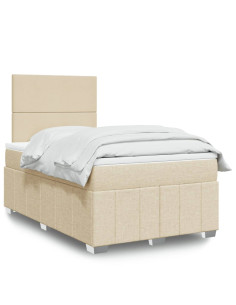 Giroletto a Molle con Materasso Crema 120x190 cm in Tessuto