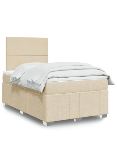 Giroletto a Molle con Materasso Crema 120x190 cm in Tessuto