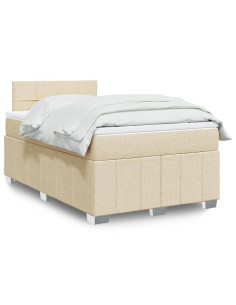 Giroletto a Molle con Materasso Crema 120x190 cm in Tessuto