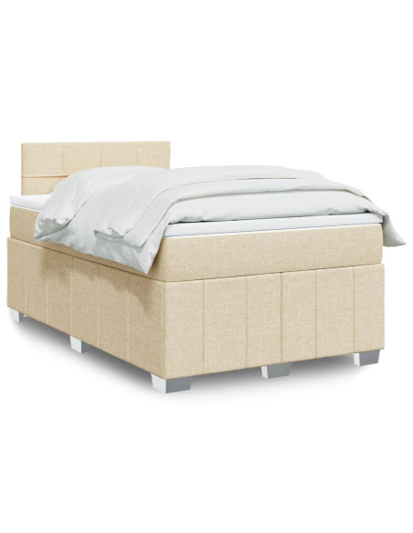 Giroletto a Molle con Materasso Crema 120x190 cm in Tessuto