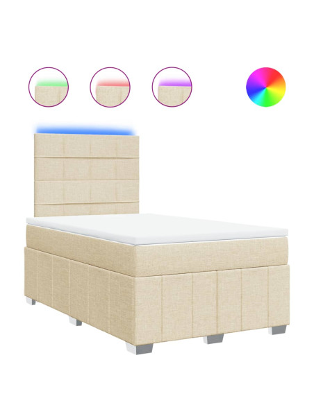 Giroletto a Molle con Materasso Crema 120x190 cm in Tessuto