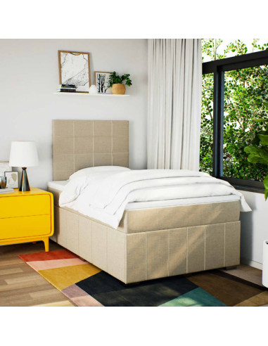 Giroletto a Molle con Materasso Crema 120x190 cm in Tessuto