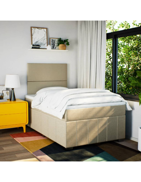 Giroletto a Molle con Materasso Crema 120x190 cm in Tessuto