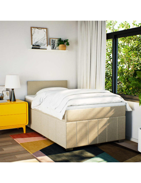 Giroletto a Molle con Materasso Crema 120x190 cm in Tessuto