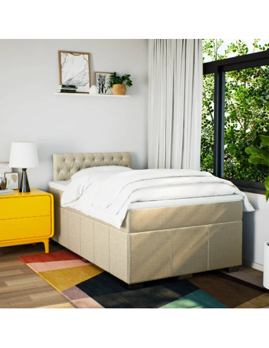 Giroletto a Molle con Materasso Crema 120x190 cm in Tessuto