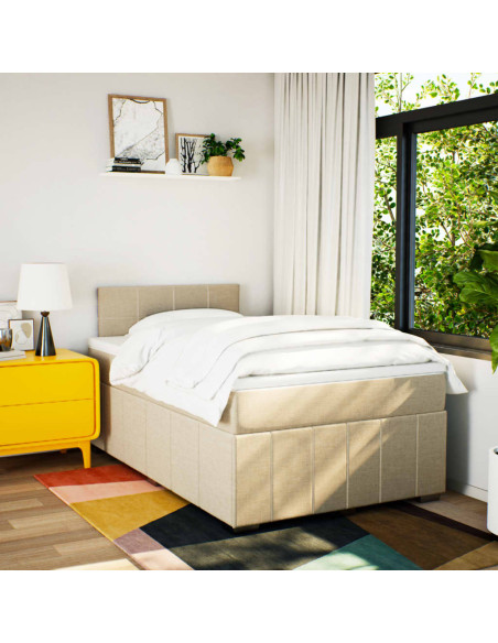 Giroletto a Molle con Materasso Crema 120x190 cm in Tessuto