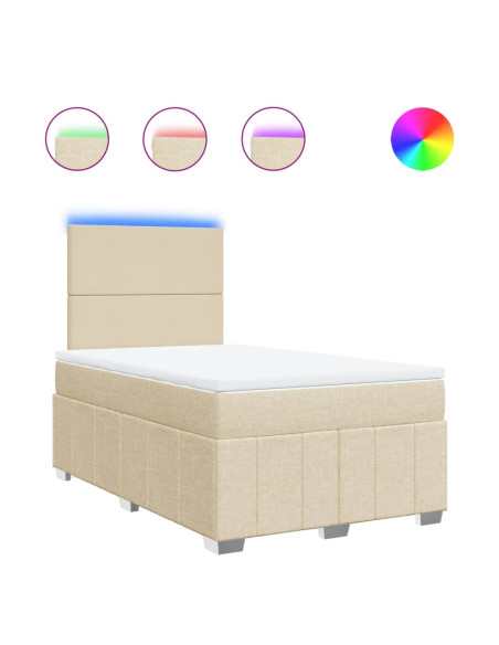 Giroletto a Molle con Materasso Crema 120x190 cm in Tessuto