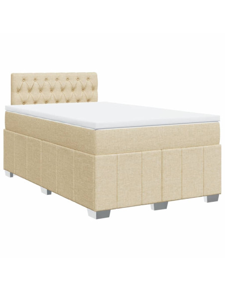 Giroletto a Molle con Materasso Crema 120x190 cm in Tessuto