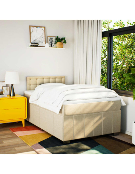Giroletto a Molle con Materasso Crema 120x190 cm in Tessuto