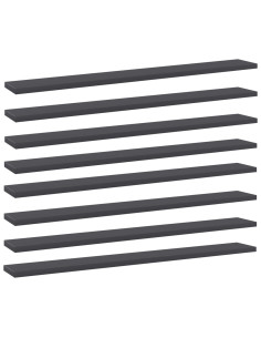 Ripiani per Libreria 8pz Grigi 80x10x1,5cm in Legno Multistrato