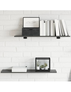 Ripiani per Libreria 8pz Grigio Lucido 80x20x1,5cm Multistrato
