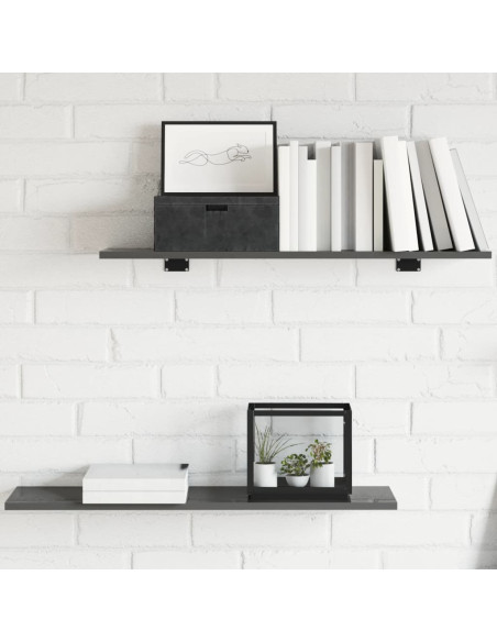 Ripiani per Libreria 8pz Grigio Lucido 80x20x1,5cm Multistrato