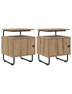 Armadio da Notte 2 pz Rovere Artigianale Legno ingegnerizzato