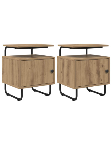 Armadio da Notte 2 pz Rovere Artigianale Legno ingegnerizzato