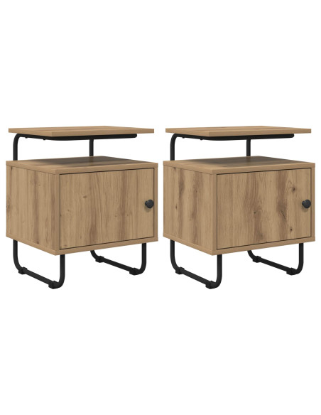 Armadio da Notte 2 pz Rovere Artigianale Legno ingegnerizzato