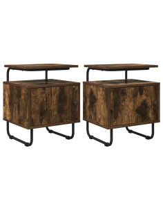 Armadio da Notte 2 pz Rovere Fumo Legno ingegnerizzato