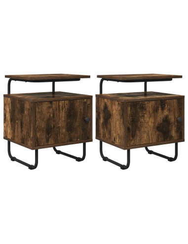 Armadio da Notte 2 pz Rovere Fumo Legno ingegnerizzato