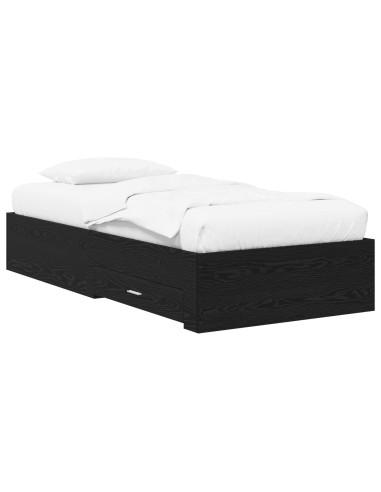 Telaio del letto con storage Rovere Nero 80 x 200 cm