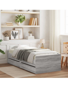 Telaio del letto con storage Grigio Cemento 80 x 200 cm