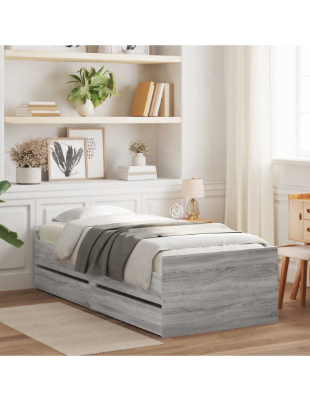 Telaio del letto con storage Grigio Cemento 80 x 200 cm