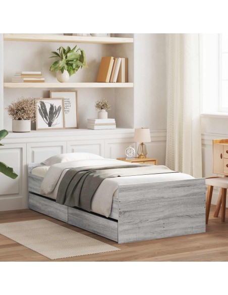 Telaio del letto con storage Grigio Cemento 80 x 200 cm