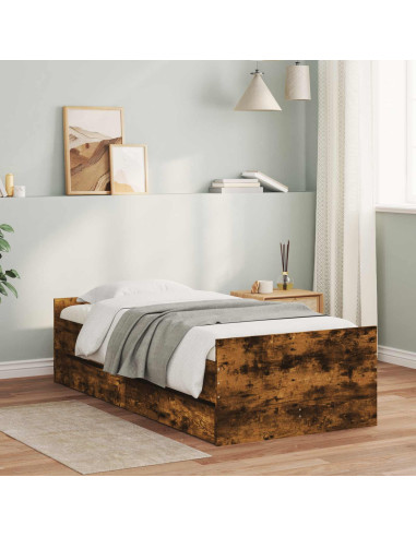 Telaio del letto con storage Rovere Fumo 80 x 200 cm