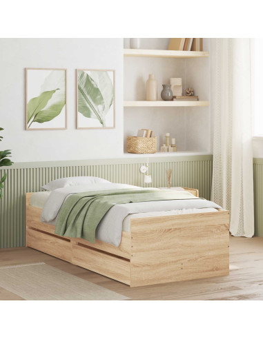 Telaio del letto con storage Rovere Sonoma 80 x 200 cm